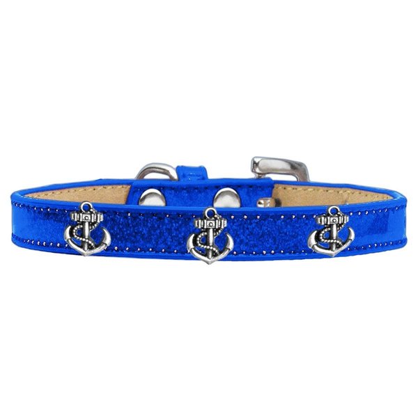 Mirage Pet Products Silver Anchor Widget Dog CollarBlue Ice Cream Size 10 633-22 BL10